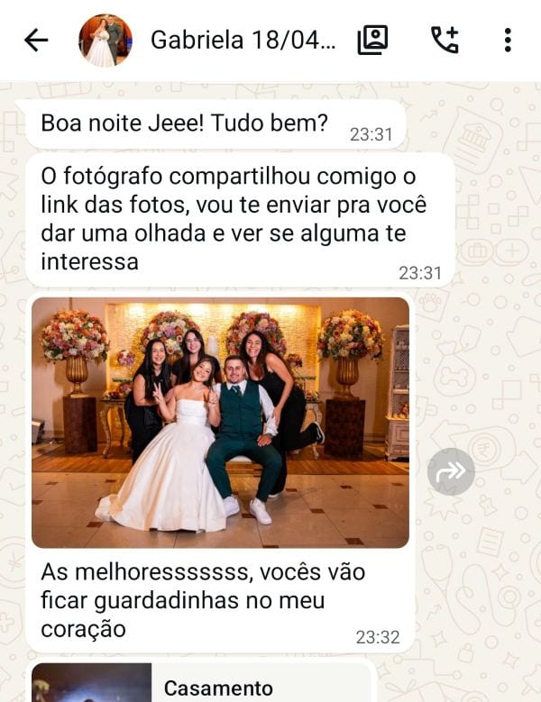 Mensagem de Gabriela para a J&M