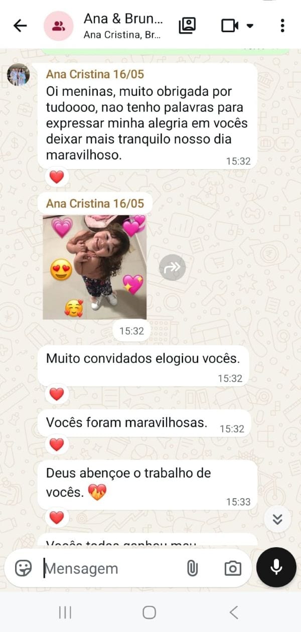 Mensagem de Ana & Bruno para a J&M